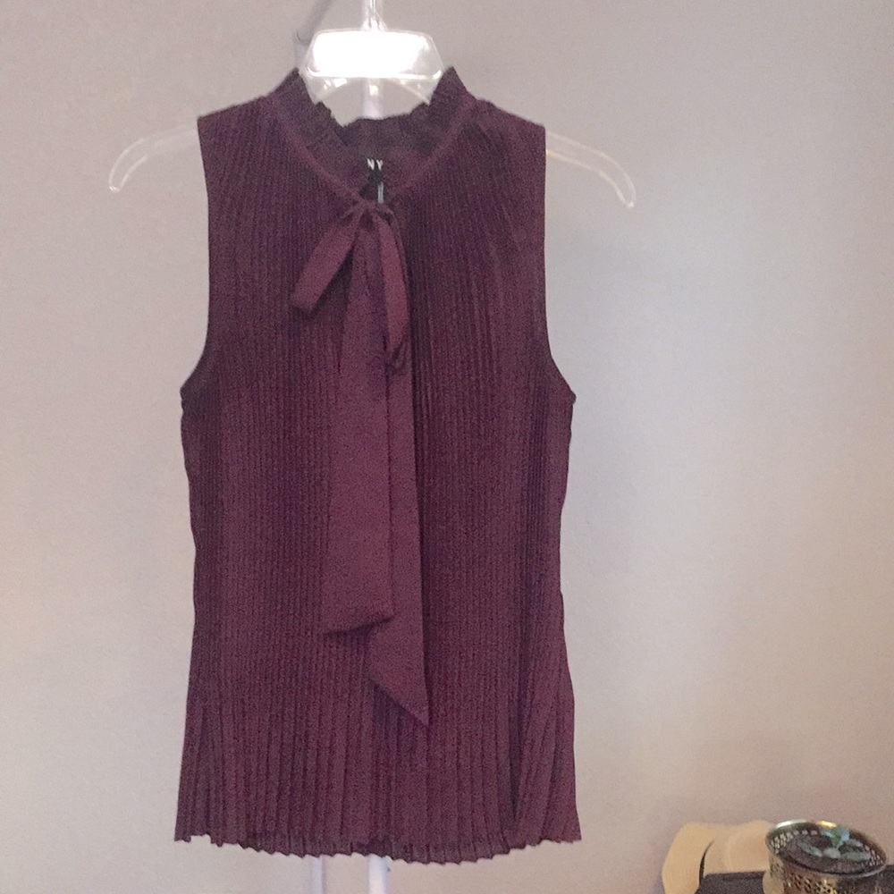 DKNY plum pleated top